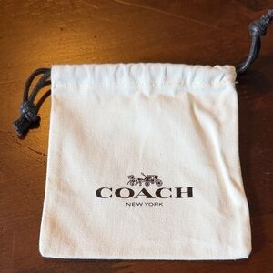 Coach White Drawstring Logo Pouch with Dark Gray Cords